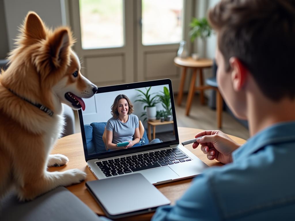 Entraînement virtuel chien vidéo consultation